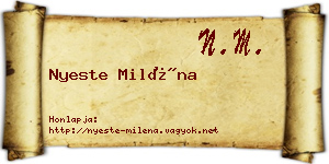 Nyeste Miléna névjegykártya